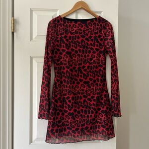 Red and Black Leopard Print Dress
